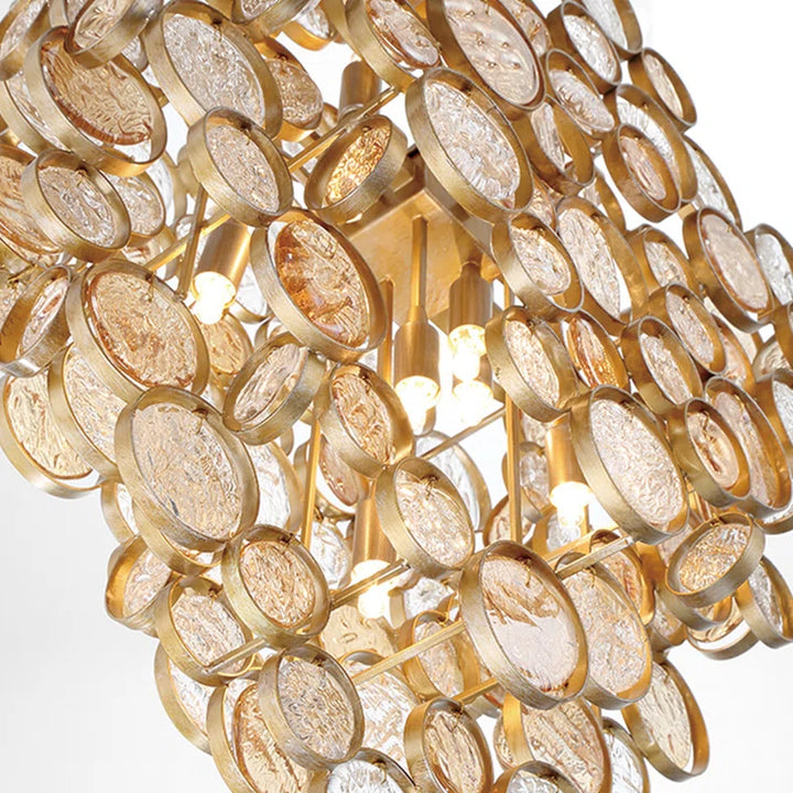 Trento 7-light Gold Chandelier with Amber Glass by Eurofase