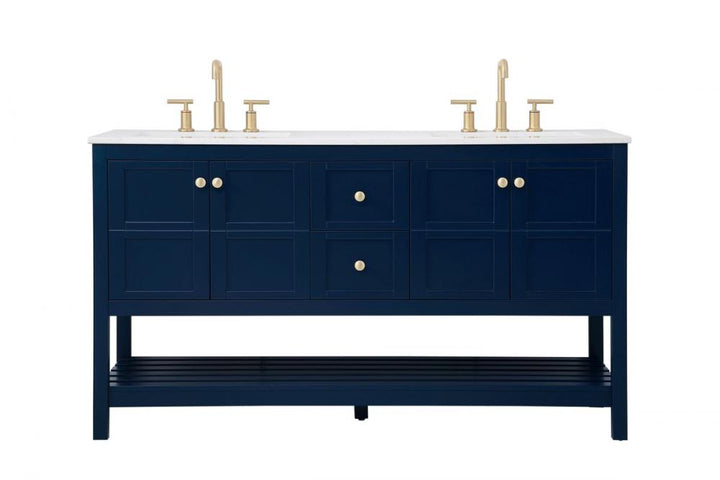 Elegant Theo Bathroom Vanity - Double Sink Bathroom Vanity Elegant 60 Blue Not Included