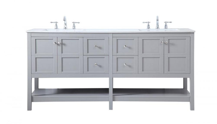 Elegant Theo Bathroom Vanity - Double Sink Bathroom Vanity Elegant 72 Gray Not Included