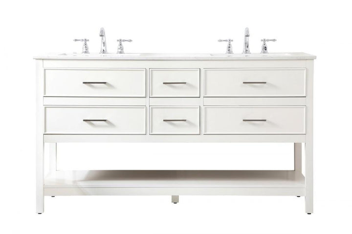 Elegant Sinclaire Bathroom Vanity - Double Sink Bathroom Vanity Elegant 60 White Not Included