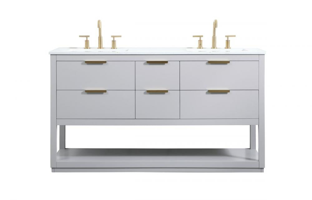 Elegant Larkin Bathroom Vanity - Double Sink Bathroom Vanity Elegant 60 Gray Not Included