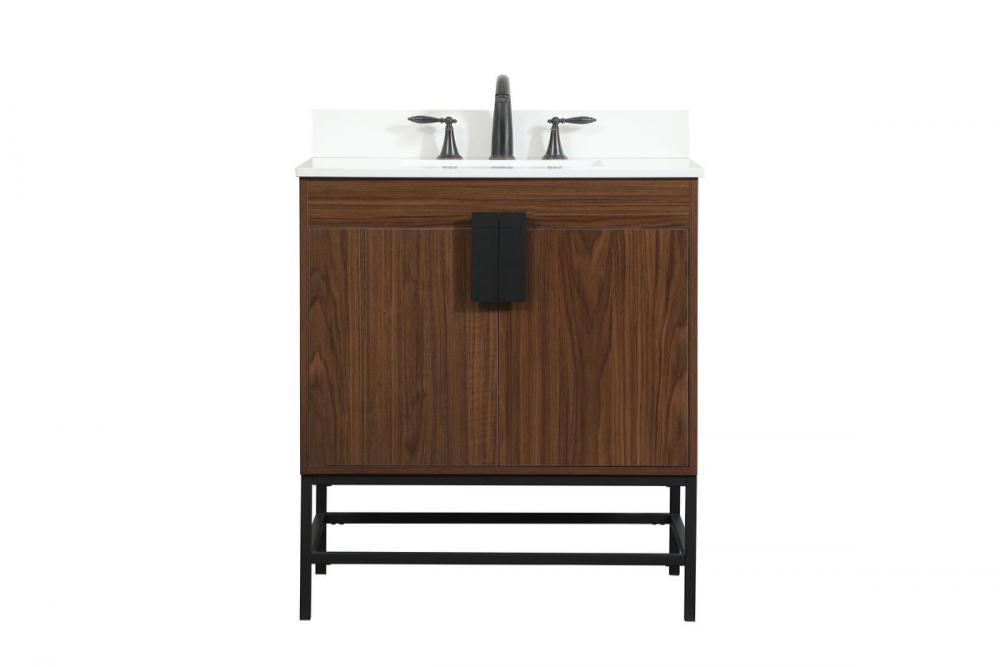 Elegant Eugene Bathroom Vanity w/ Backsplash Bathroom Vanity Elegant 30 Dark Wood Included