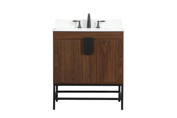 Elegant Eugene Bathroom Vanity w/ Backsplash Bathroom Vanity Elegant 30 Dark Wood Included