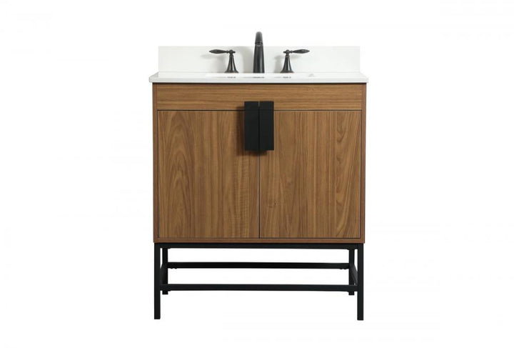 Elegant Eugene Bathroom Vanity w/ Backsplash Bathroom Vanity Elegant 30 Medium Wood Included