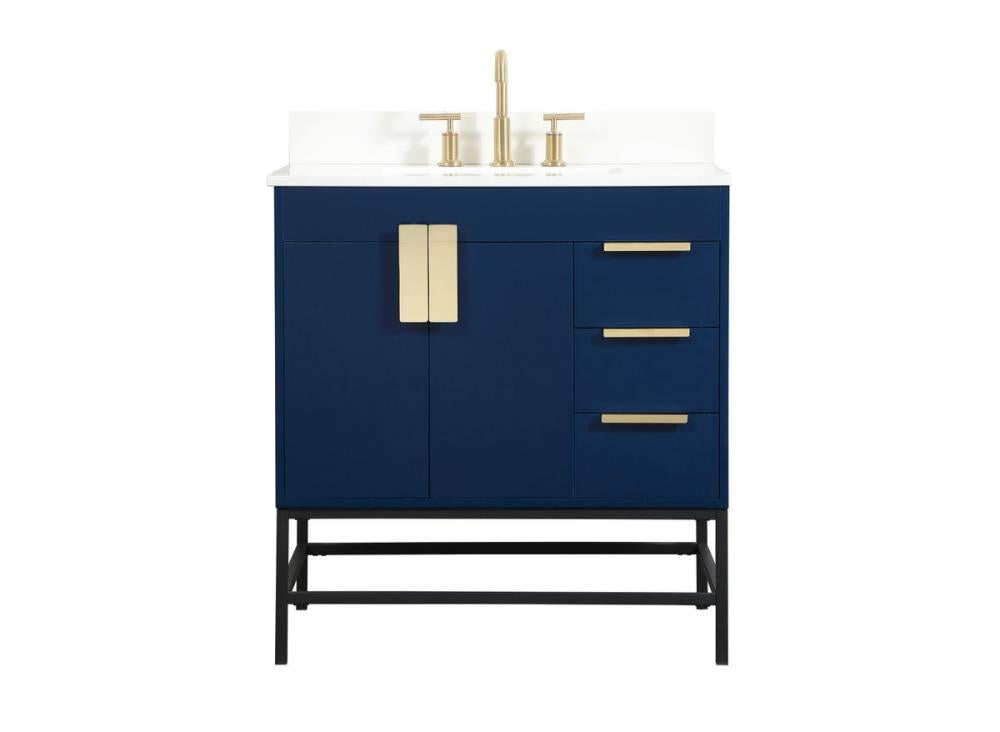 Elegant Eugene Bathroom Vanity w/ Backsplash Bathroom Vanity Elegant 32 Blue Included