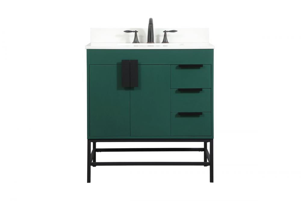 Elegant Eugene Bathroom Vanity w/ Backsplash Bathroom Vanity Elegant 32 Green Included