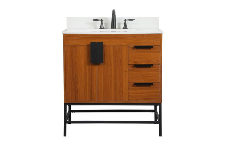 Elegant Eugene Bathroom Vanity w/ Backsplash Bathroom Vanity Elegant 32 Dark Wood Included