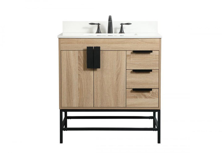 Elegant Eugene Bathroom Vanity w/ Backsplash Bathroom Vanity Elegant 32 Wood|Brown Included