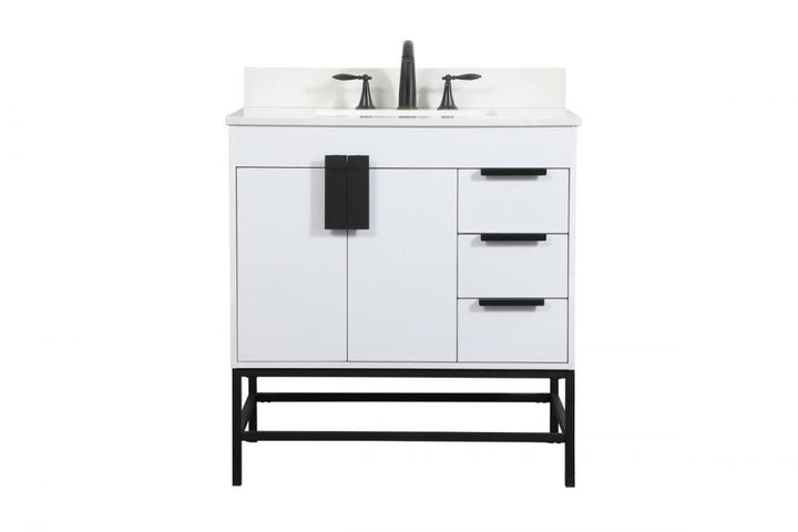 Elegant Eugene Bathroom Vanity w/ Backsplash Bathroom Vanity Elegant 32 White Included