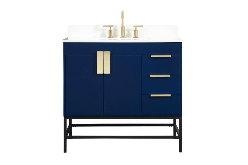 Elegant Eugene Bathroom Vanity w/ Backsplash Bathroom Vanity Elegant 36 Blue Included