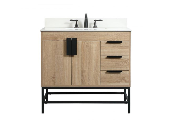 Elegant Eugene Bathroom Vanity w/ Backsplash Bathroom Vanity Elegant 36 Wood|Brown Included