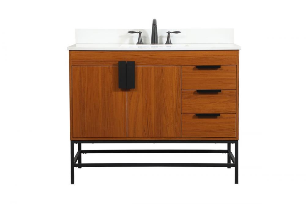 Elegant Eugene Bathroom Vanity w/ Backsplash Bathroom Vanity Elegant 42 Dark Wood Included