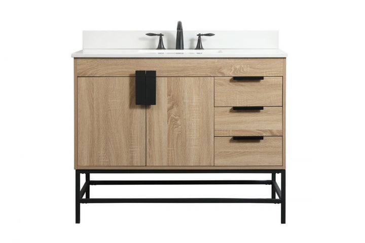 Elegant Eugene Bathroom Vanity w/ Backsplash Bathroom Vanity Elegant 42 Wood|Brown Included