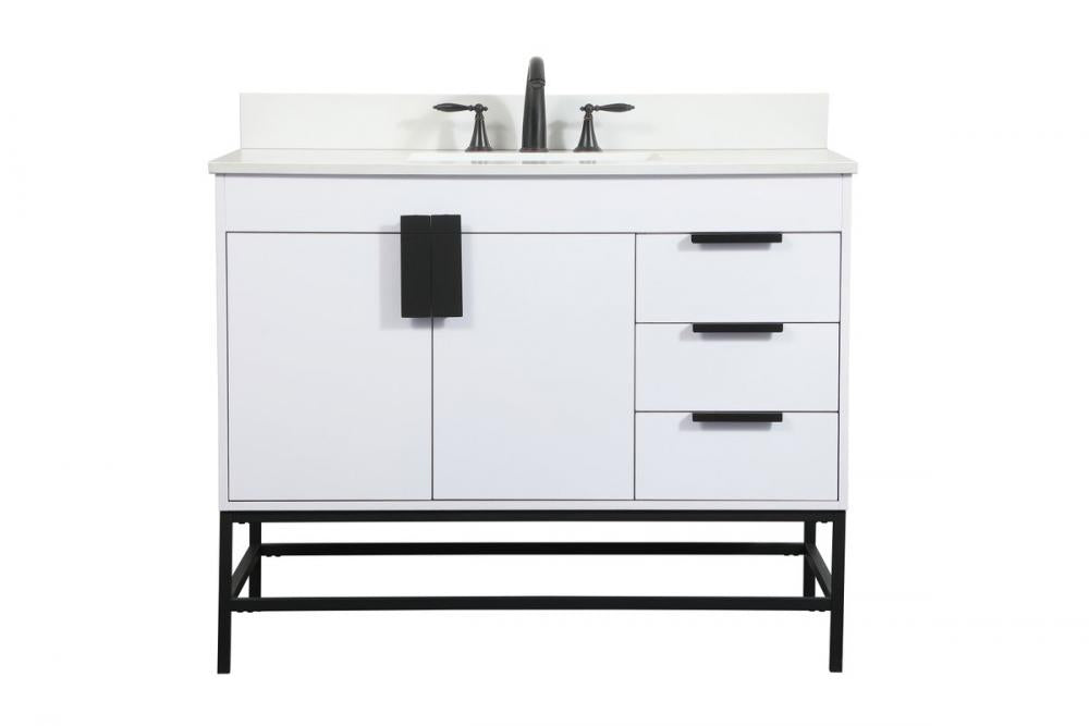 Elegant Eugene Bathroom Vanity w/ Backsplash Bathroom Vanity Elegant 42 White Included