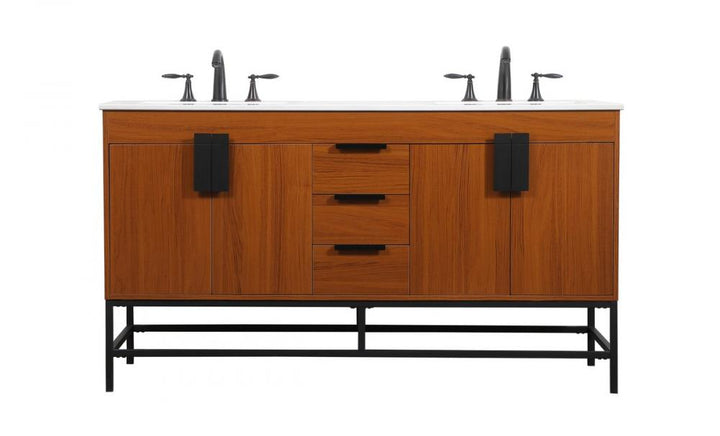 Elegant Eugene Bathroom Vanity - Double Sink Bathroom Vanity Elegant 60 Dark Wood Not Included