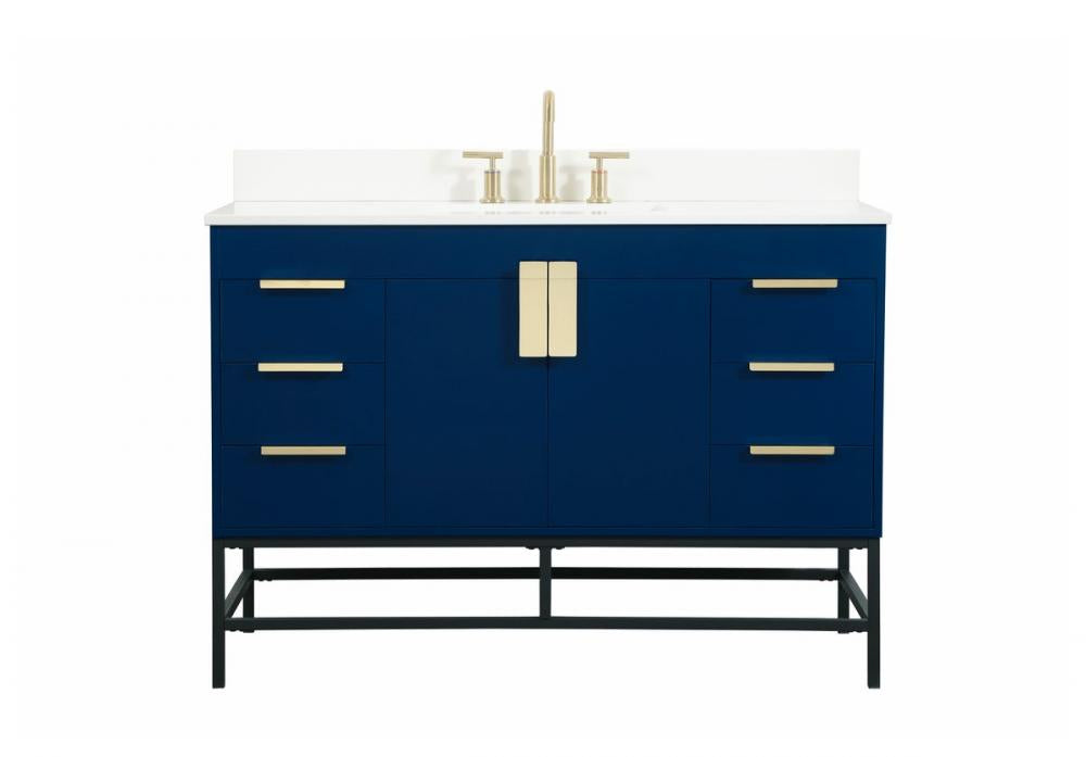 Elegant Eugene Bathroom Vanity w/ Backsplash Bathroom Vanity Elegant 48 Blue Included