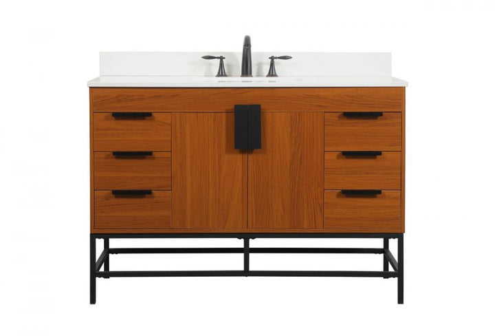 Elegant Eugene Bathroom Vanity w/ Backsplash Bathroom Vanity Elegant 48 Dark Wood Included