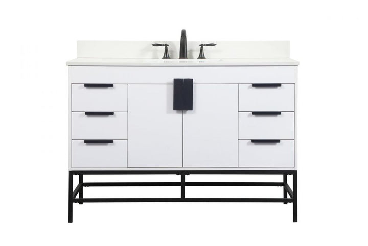 Elegant Eugene Bathroom Vanity w/ Backsplash Bathroom Vanity Elegant 48 White Included