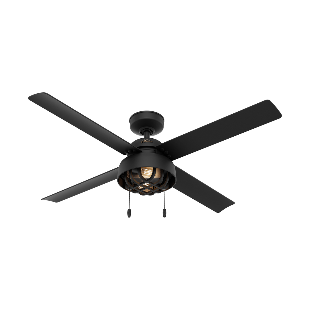 Hunter 52 inch Spring Mill Damp Rated Ceiling Fan with LED Light Kit and Pull Chain Indoor Ceiling Fans Hunter   