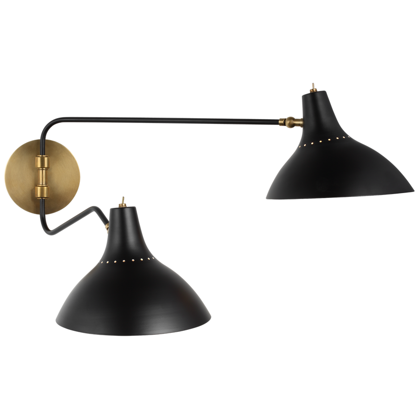 Visual Comfort & Co. Charlton Medium Double Wall Light Wall Sconces Visual Comfort & Co. Black  