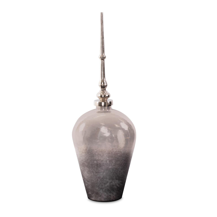 Howard Elliott Venetia Ebony Glass Bottle with Aluminium Spired Lid