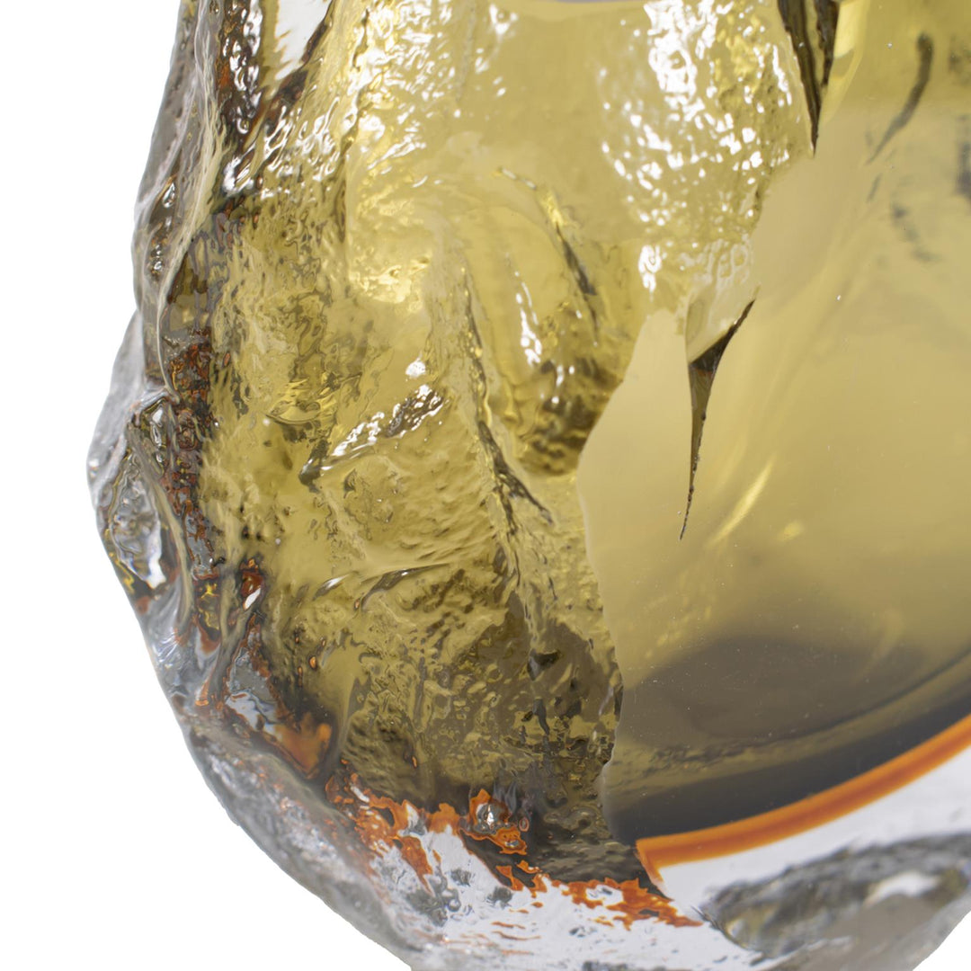 Howard Elliott Dusty Olive Crystalized Glass Vase