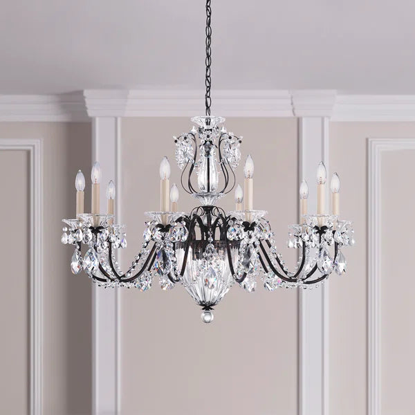 Schonbek Bagatelle 13 Light Chandelier in Heirloom Bronze with Clear Crystal