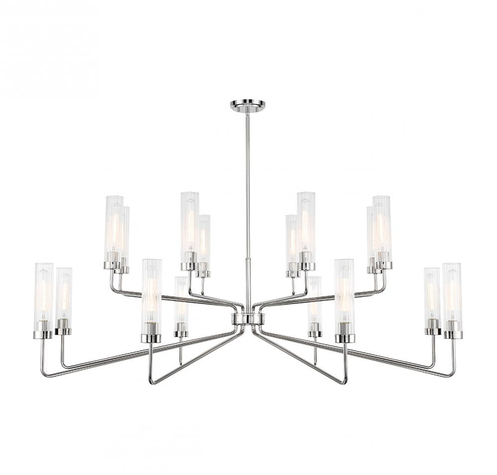 Savoy House 61" Baker 16-Light Chandelier in Polished Nickel