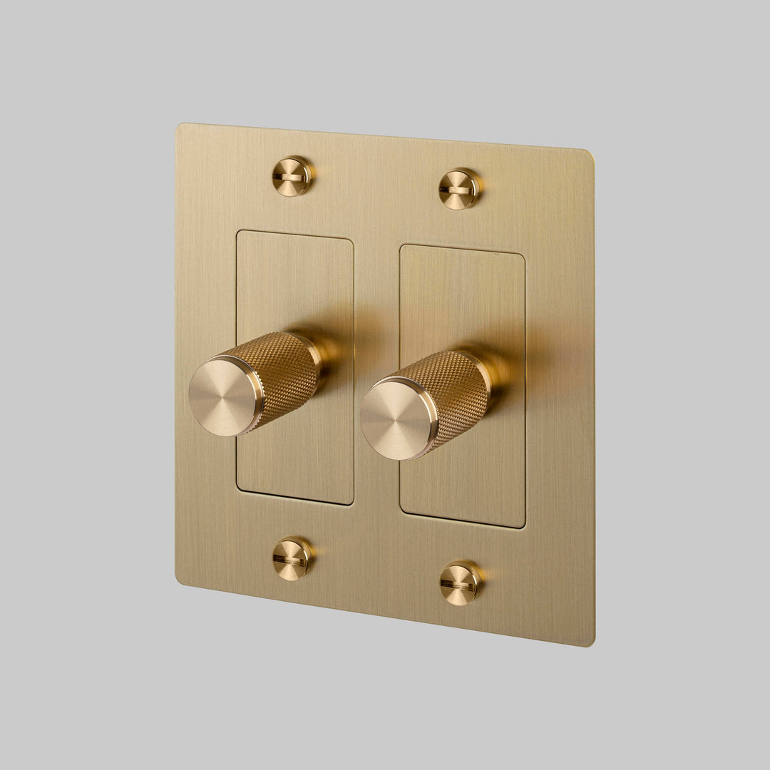 Buster + Punch 2 Gang Dimmer | LED | Cross Knurl | Without Logo