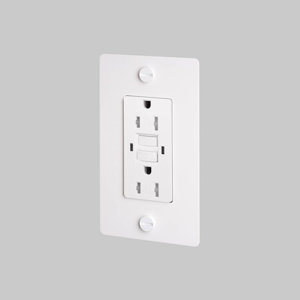 Buster + Punch 1 Gang Duplex Outlet GFCI Cross Knurl Without Logo White