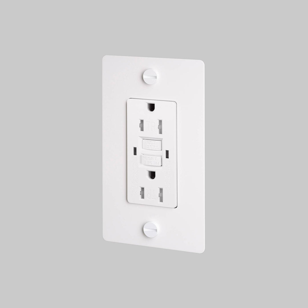Buster + Punch 1 Gang Duplex Outlet GFCI Cross Knurl Without Logo White