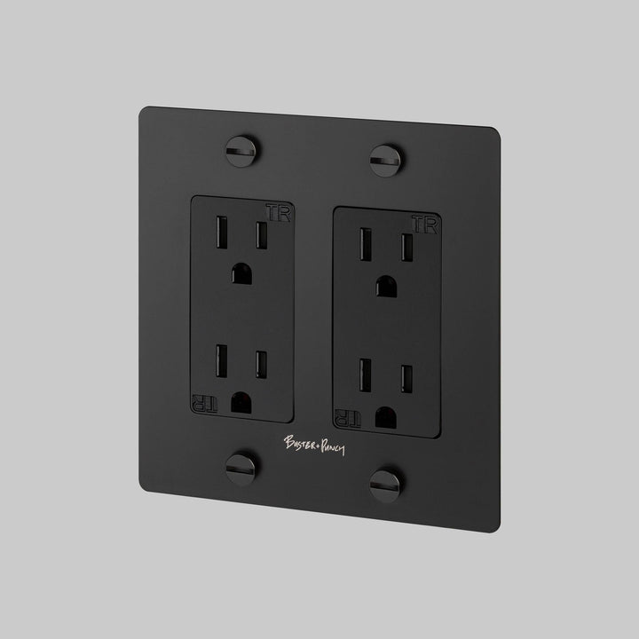 Buster + Punch 2 Gang Duplex Outlet | Cross Knurl | With Logo
