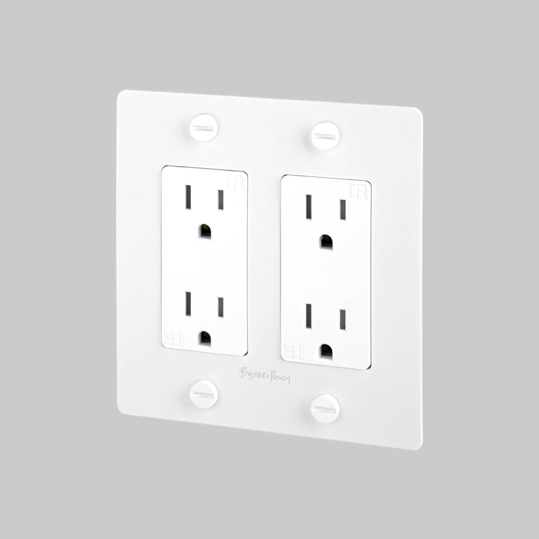 Buster + Punch 2 Gang Duplex Outlet | Cross Knurl | With Logo