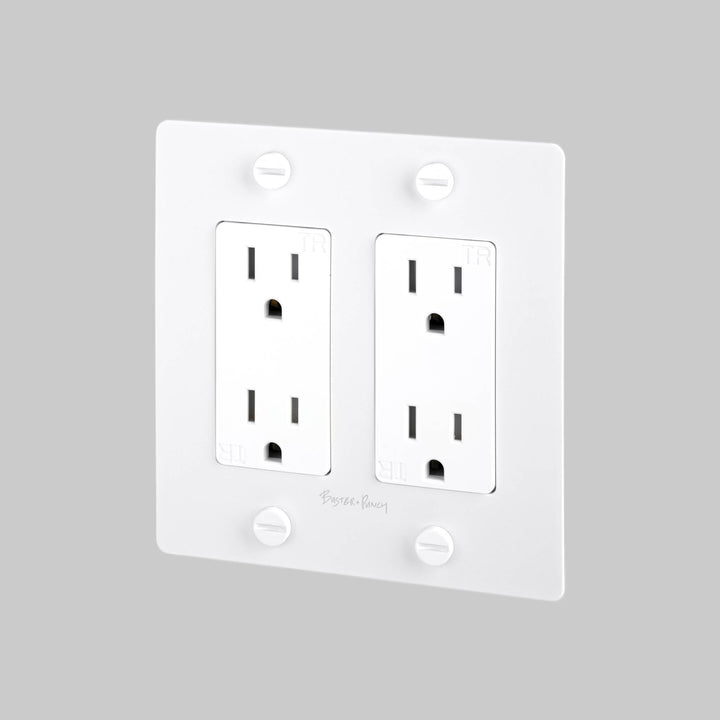 Buster + Punch 2 Gang Duplex Outlet | Cross Knurl | With Logo