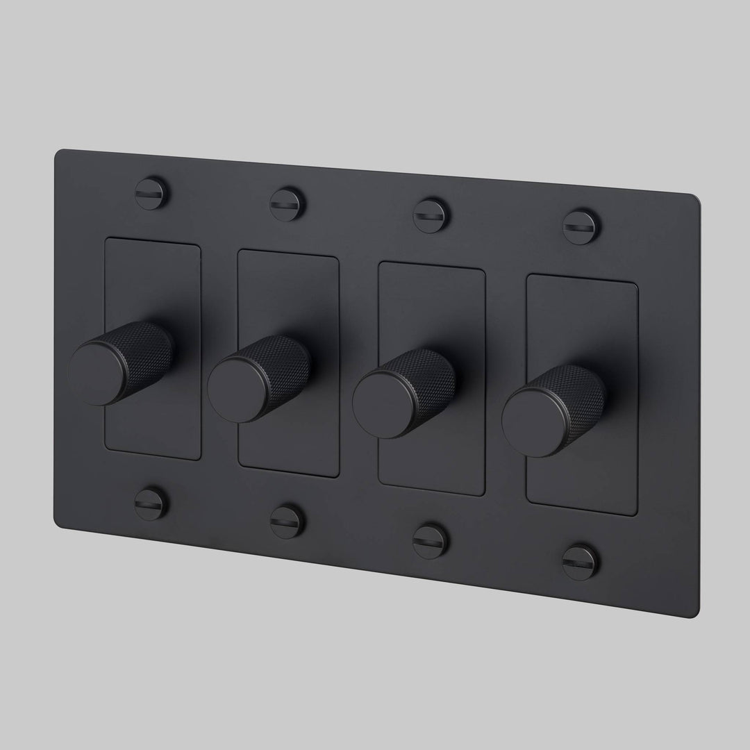 Buster + Punch 4 Gang Dimmer | LED | Cross Knurl | Without Logo