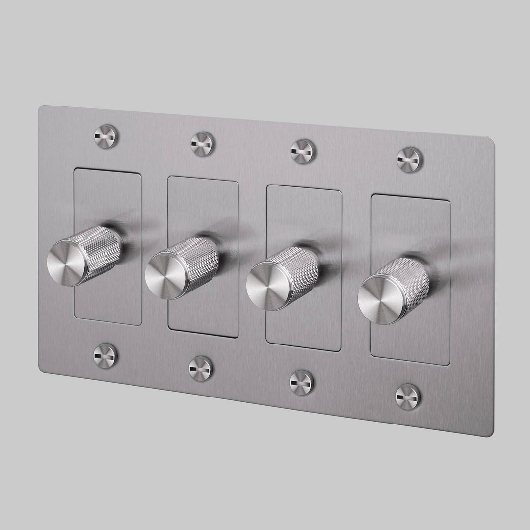 Buster + Punch 4 Gang Dimmer | LED | Cross Knurl | Without Logo