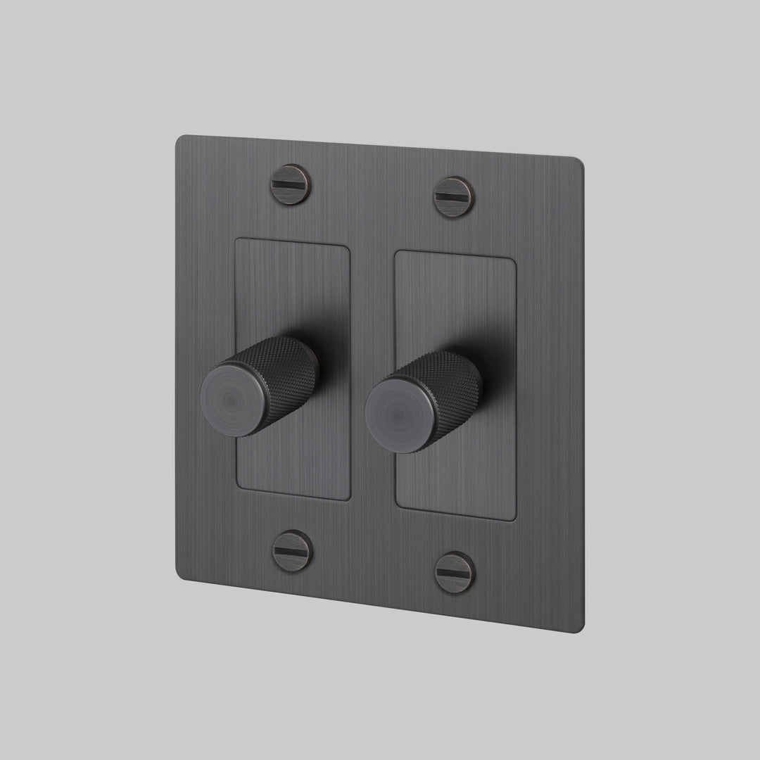Buster + Punch 2 Gang Dimmer | LED | Cross Knurl | Without Logo