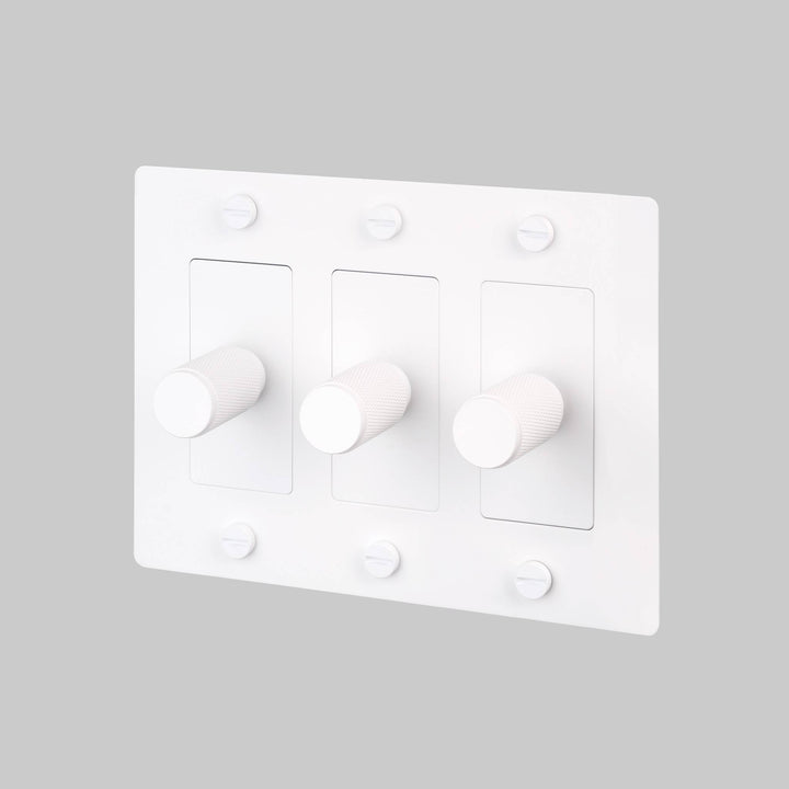 Buster + Punch 3 Gang Dimmer | LED | Cross Knurl | Without Logo