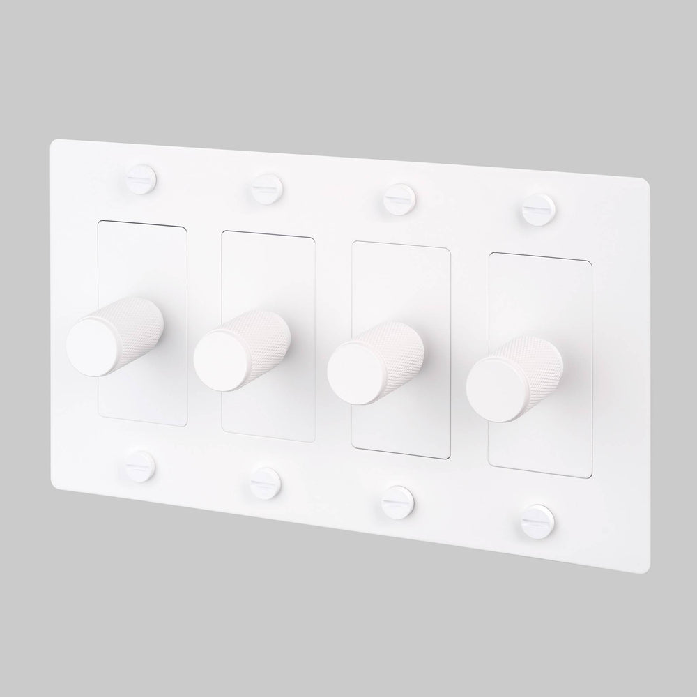 Buster + Punch 4 Gang Dimmer LED Cross Knurl Without Logo White