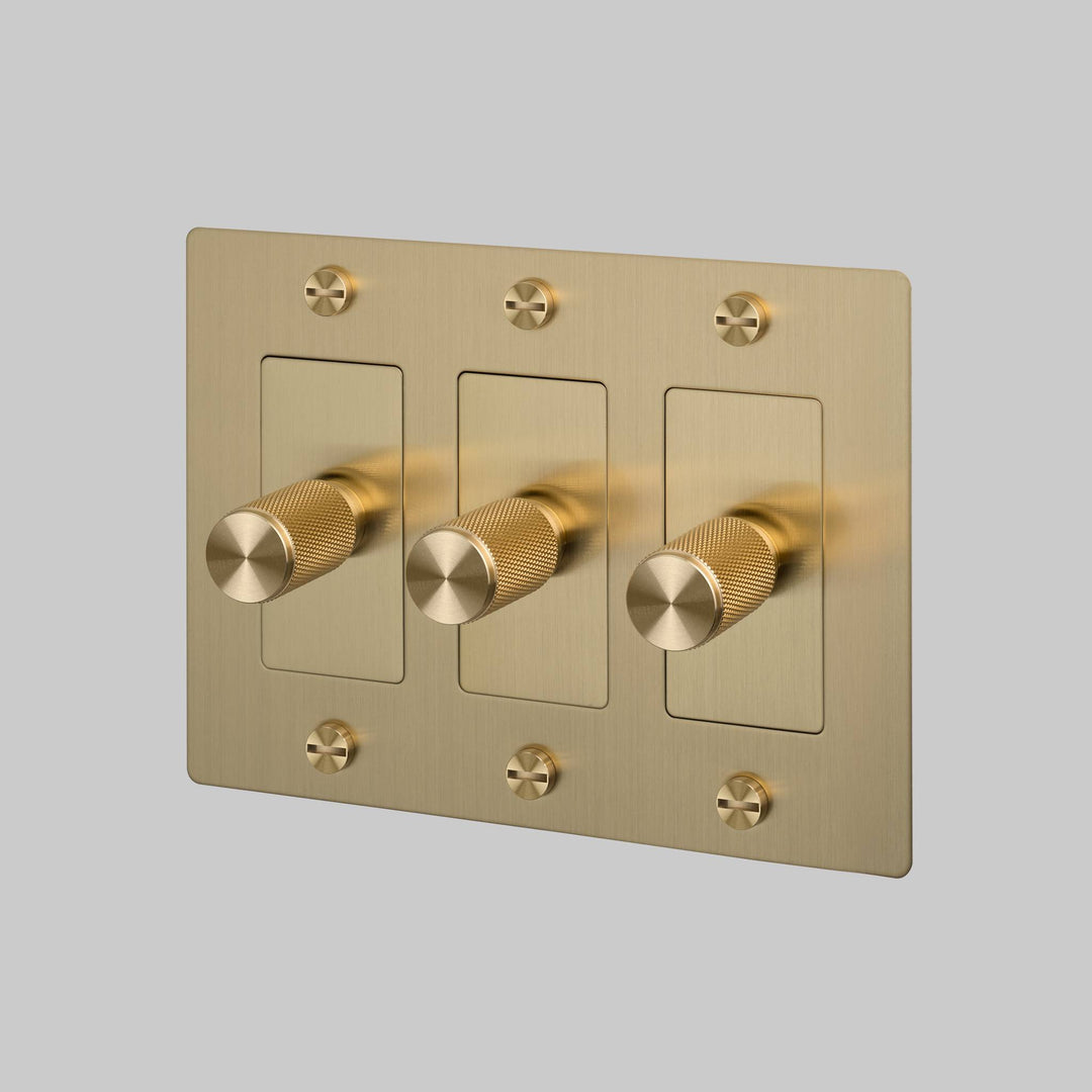 Buster + Punch 3 Gang Dimmer | LED | Cross Knurl | Without Logo