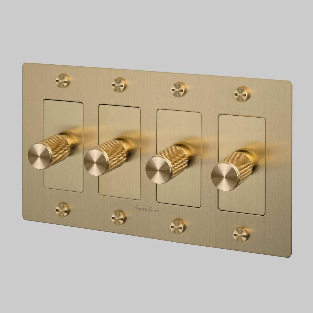 Buster + Punch 4 Gang Dimmer | LED | Cross Knurl | With Logo