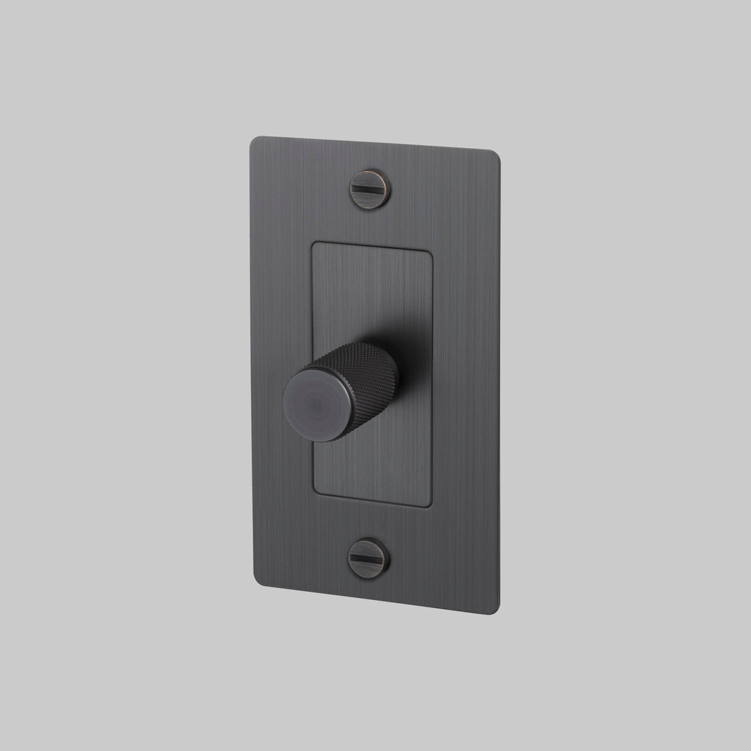 Buster + Punch 1 Gang Dimmer Incandescent Cross Knurl Without Logo Smoked Bronze