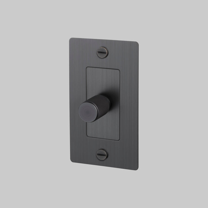 Buster + Punch 1 Gang Dimmer LED Cross Knurl Without Logo Smoked Bronze