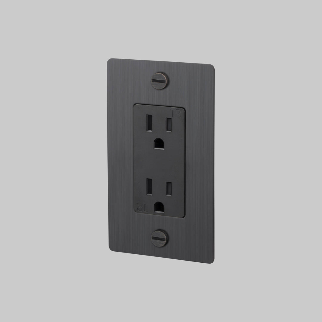 Buster + Punch 1 Gang Duplex Outlet | Cross Knurl | Without Logo