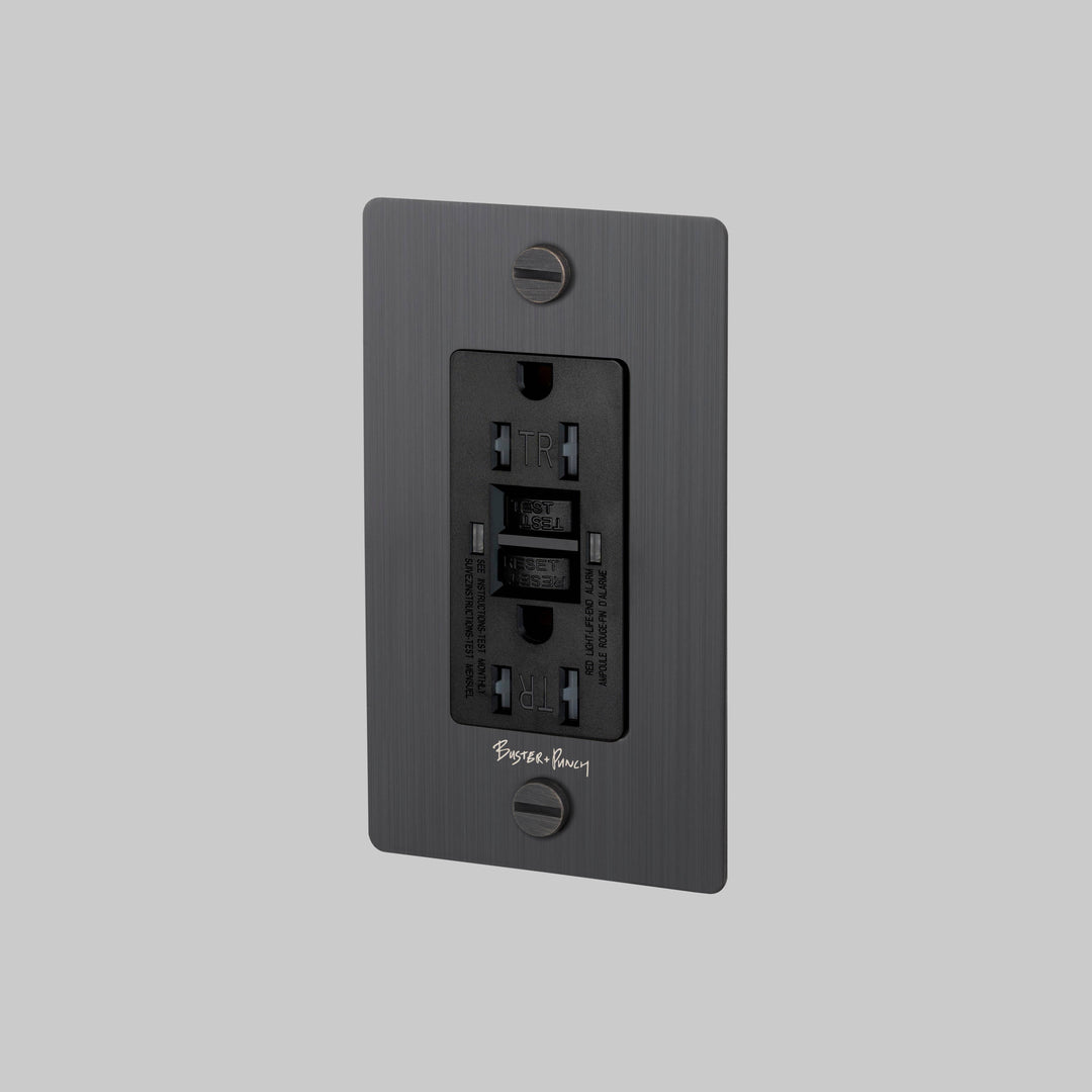 Buster + Punch 1 Gang Duplex Outlet | GFCI | Cross Knurl | With Logo