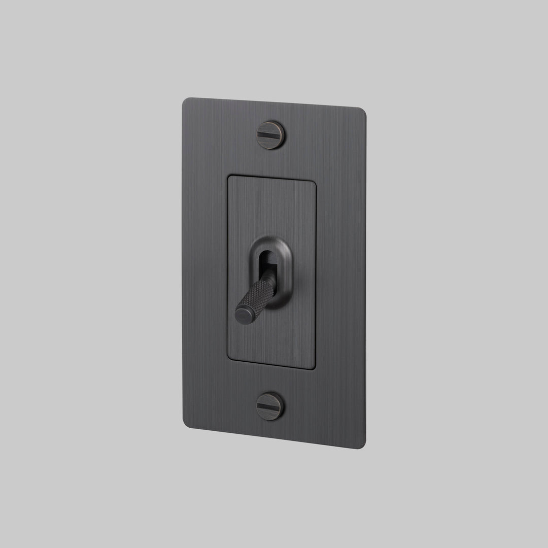 Buster + Punch 1 Gang Toggle Switch Cross Knurl Without Logo Smoked Bronze