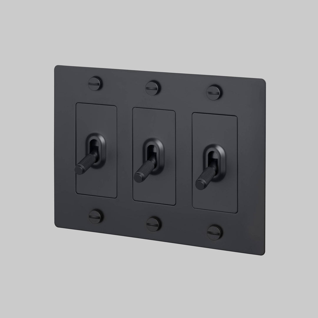 Buster + Punch 3 Gang Toggle Switch | Cross Knurl | Without Logo