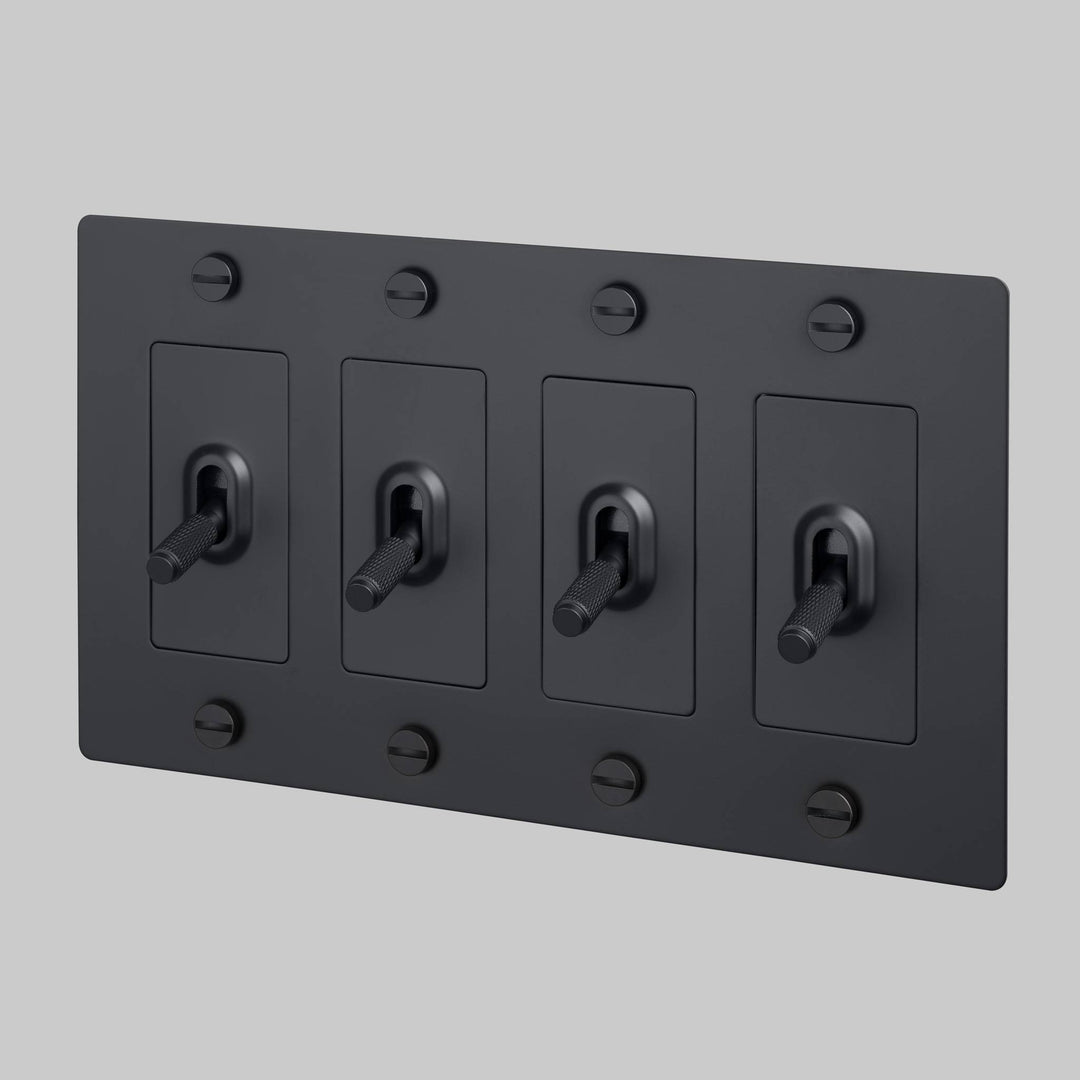 Buster + Punch 4 Gang Toggle Switch | Cross Knurl | Without Logo