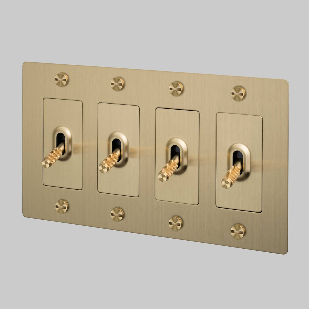 Buster + Punch 4 Gang Toggle Switch | Cross Knurl | Without Logo