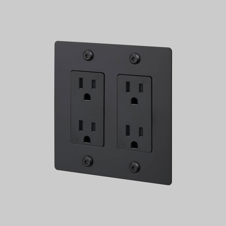 Buster + Punch 2 Gang Duplex Outlet | Linear Knurl | Without Logo